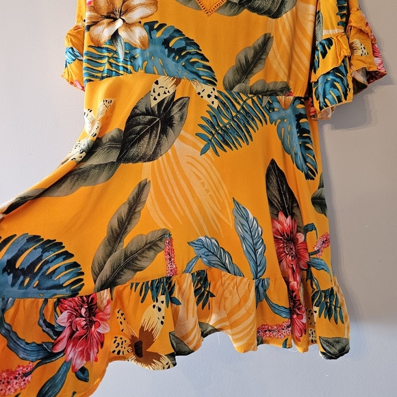 Label Of Love Tropical Floral Print Casual Short Sleeve Mini Dress Size Medium - Picture 8 of 13